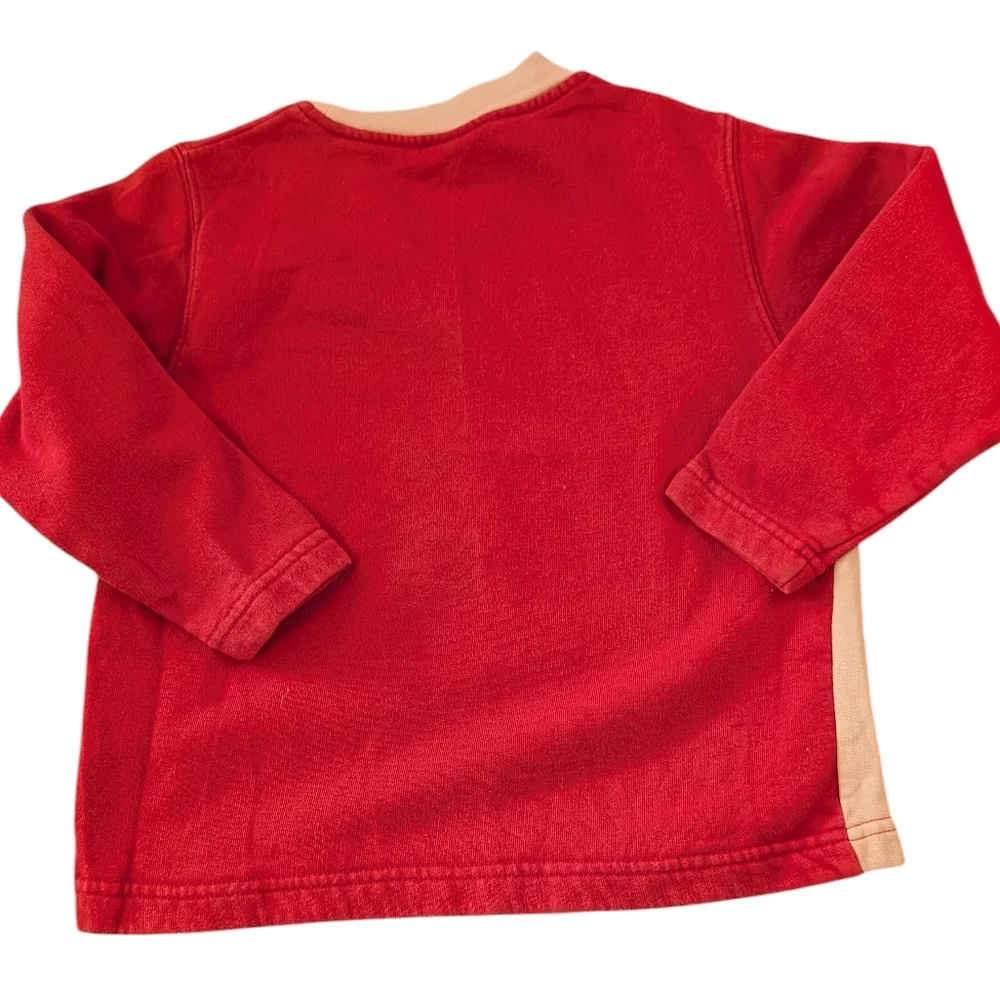 90s Y2K Vintage Esprit Kids Red & Tan Graphic Print Soccer Sweatshirt‎ Sz 4/5